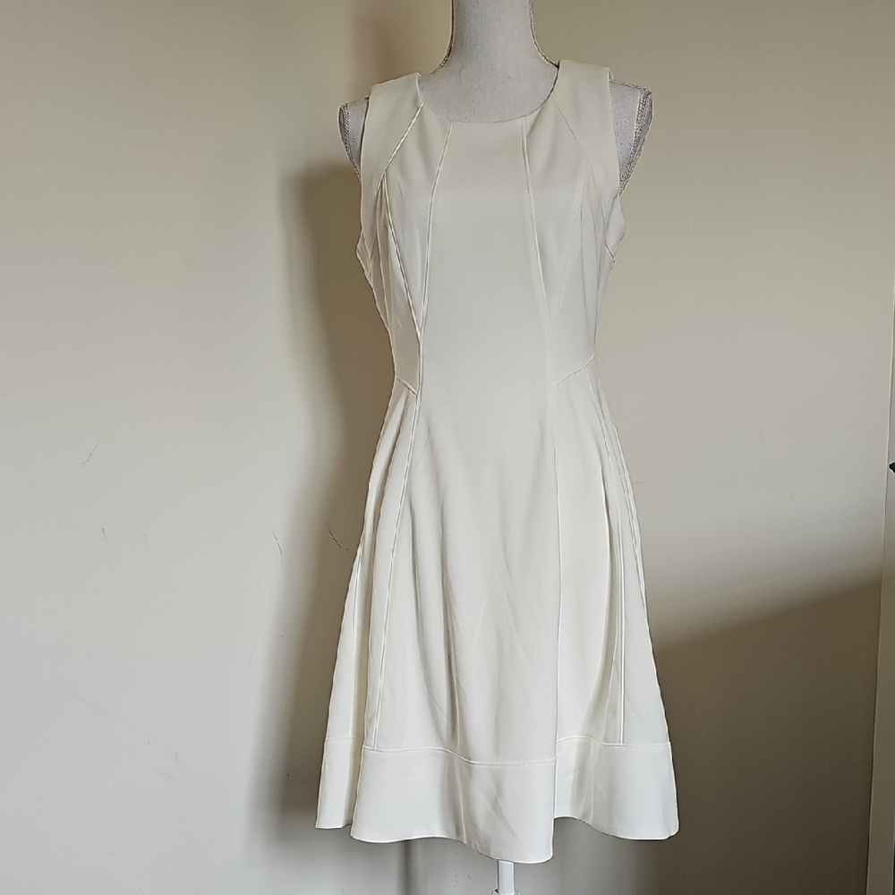 WHBM Elegant Ecru Sleeveless Dress